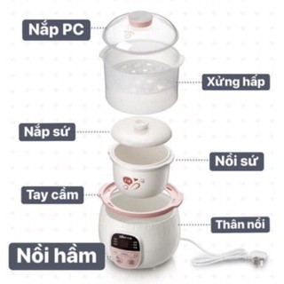 [TẶNG LỒNG HẤP] Nồi Nấu Cháo Ninh Hầm Cách Thuỷ Cho Bé BEAR 0,8l [có thể vừa nấu cháo vừa hấp củ quả]