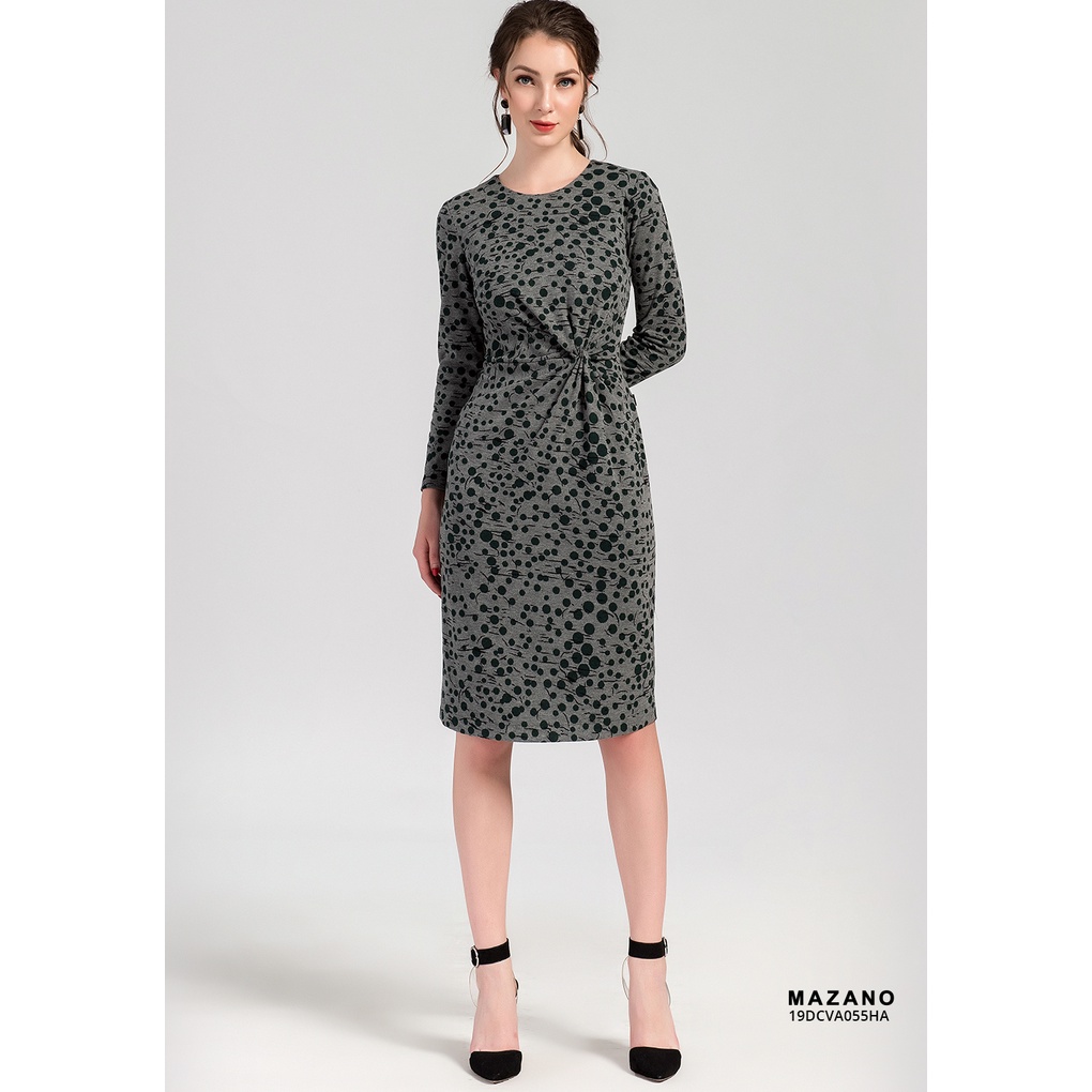 Váy len xanh chấm bi giúm eo MAZANO MS 19DCVA055HA