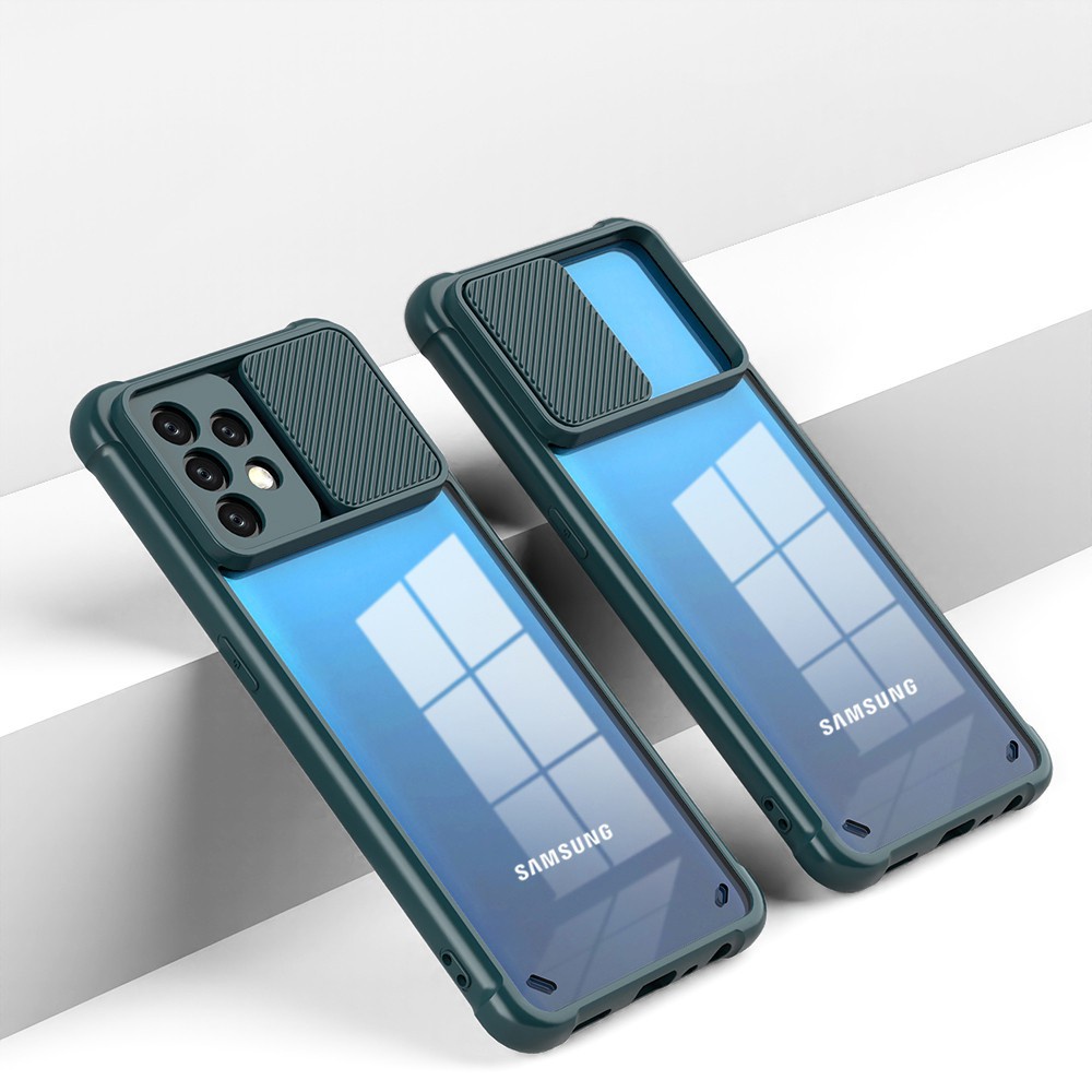 Ốp điện thoại trong suốt chống sốc có nắp trượt bảo vệ máy ảnh cho Samsung A72 A52 A52S A32 A22 A02S A03S A71 A51 4g 5g