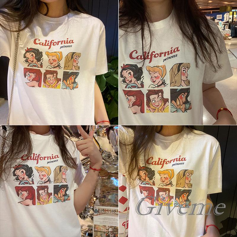 Áo Thun Tay Ngắn Cổ Tròn In Chữ Givenme Hoạt Hình Dành Cho Nữ