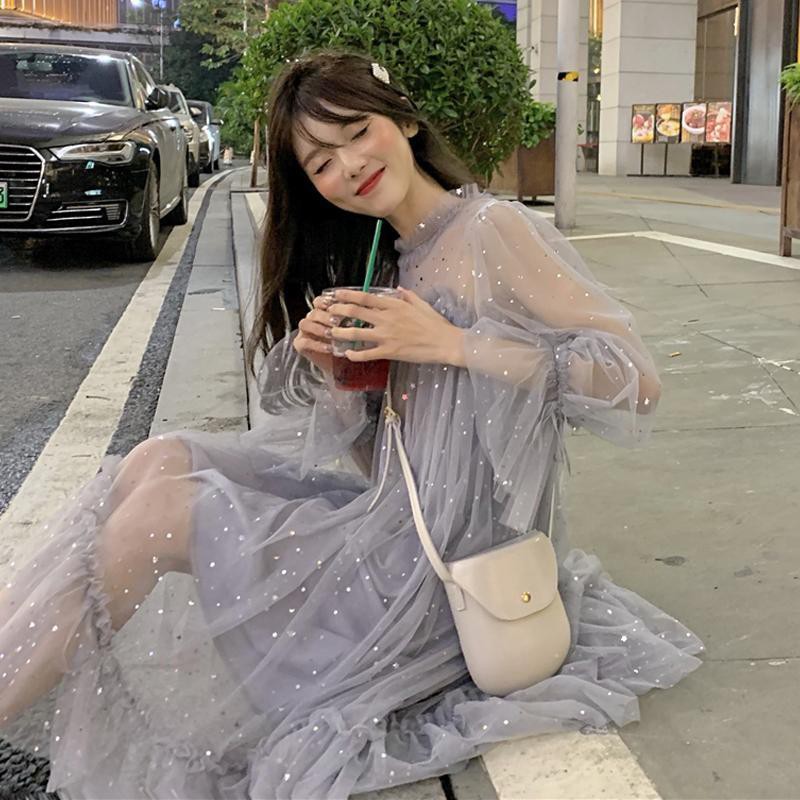 ⭐0412⭐ New French mesh midi skirt for students