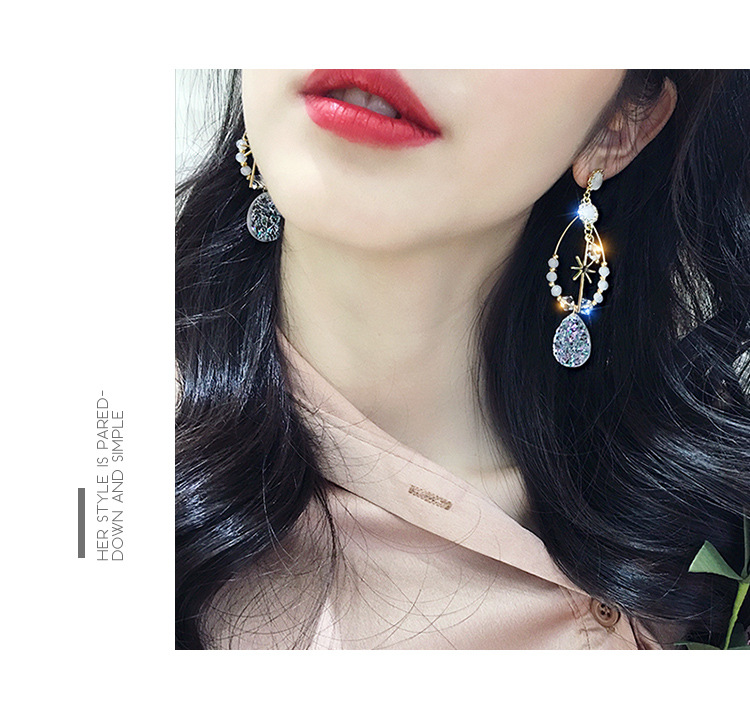 Bông Tai Mạ Bạc 925 Đính Đá Opal Phong Cách Hàn Quốc
