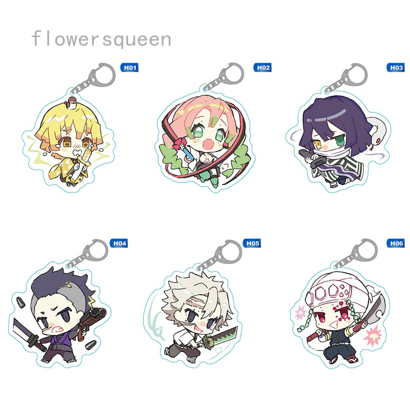Flowersqueen Móc Chìa Khóa Hình Nhân Vật Nezuko/Tsuyuri/Kanawo/Kochou/Shinobu Trong Demon Slayer: Kimetsu no Yaiba