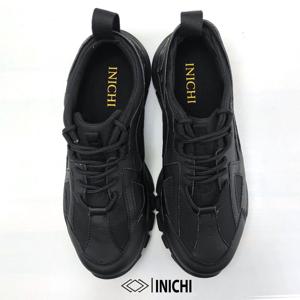 Giày đế độn sneaker nam nữ full đen IC941 INICHI bền đẹp