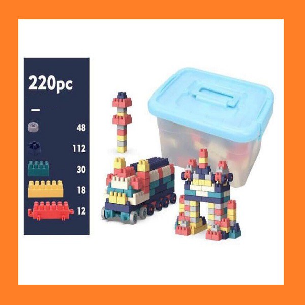 Bộ đồ chơi lắp ráp 220 chi tiết - bộ xếp hình khối nhựa an toàn cho bé