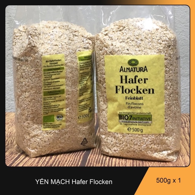 [Giá Tốt] Yến Mạch Tươi Nguyên Chất Hafer Flocken 500g Hàng Đức