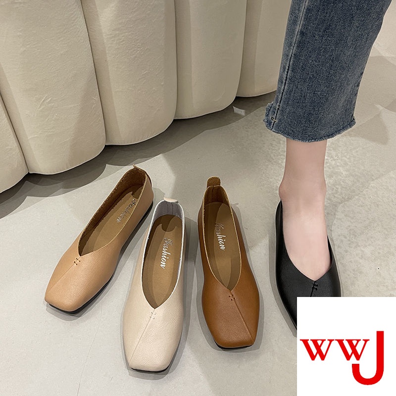 Giày Búp Bê Da Mềm Mũi Vuông Size Lớn 41-43 Thời Trang 2021 40