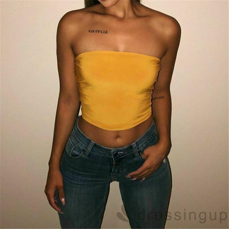 Áo ống crop top thiết kế không tay hở lưng quyến rũ thời trang cho nữ