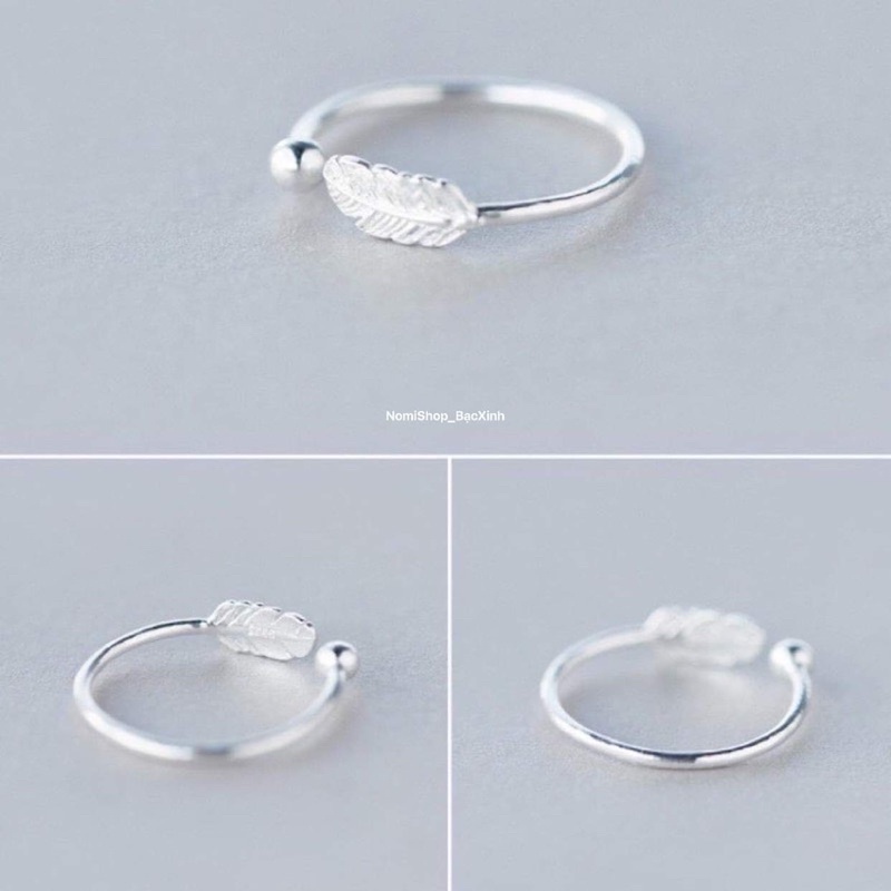 Nhẫn bạc nữ,nhẫn lông vũ thiết kế nhẹ nhàng xinh xắn, free size cho các nàng-Bạc Ngọc Anh