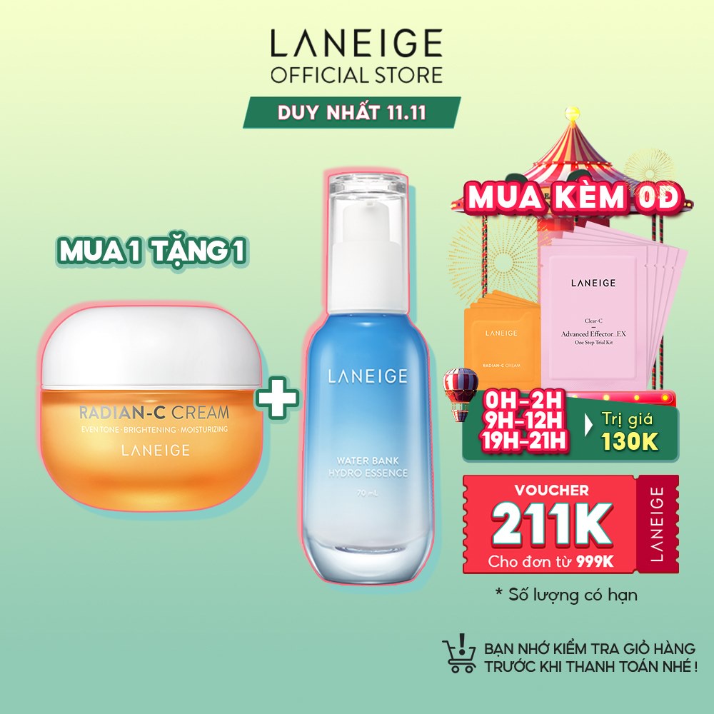 [Mã FMCGMALL -8% đơn 250K] Kem dưỡng trắng da làm mờ đốm nâu Laneige Radian-C Cream 50ML