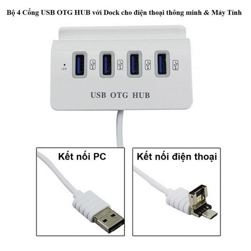 [FREESHIP] Bộ chia 4 Cổng USB OTG HUB - THIẾT BỊ KẾT NỐI ĐIỆN THOẠI VỚI BÀN PHÍM VÀ CHUỘT CHƠI GAME MOBILE