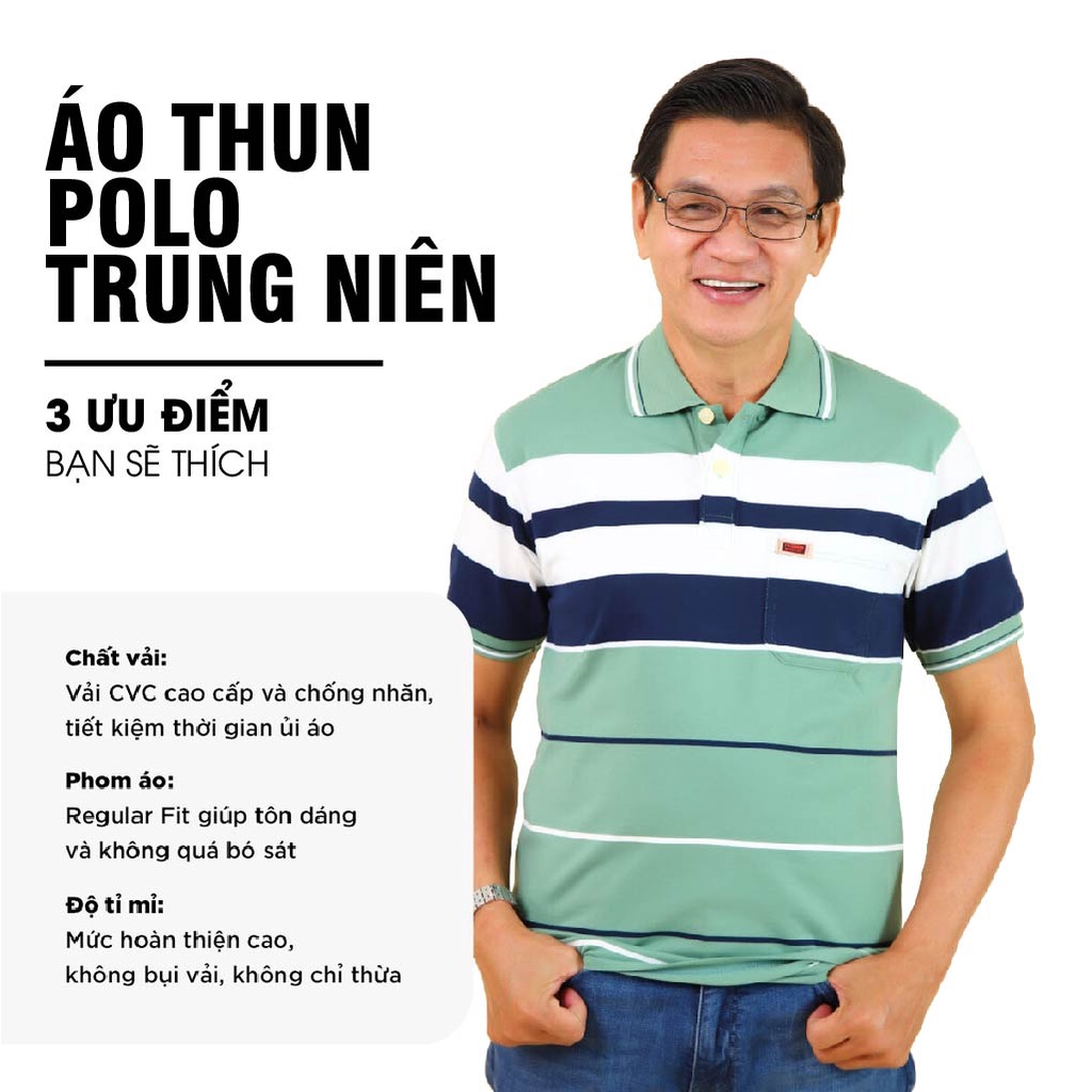 Áo thun nam có cổ trung niên vải cotton xịn loại áo thun nam form rộng rãi cho người lớn tuổi có túi SZIE 50KG-90KG