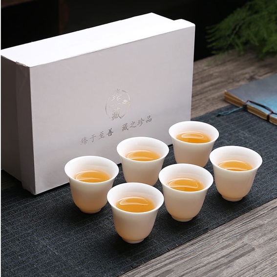 Bộ 6 chén trà, sứ bạch định , dùng uống trà cho người bán chuyên nghiệp và uống trà xanh.
