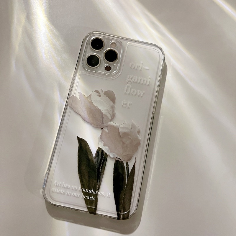 (SIÊU RẺ) Ốp lưng iphone trong hoa tulip origami flower 7plus/8/8plus/x/xr/xs/11/12/13/pro/max/plus/promax