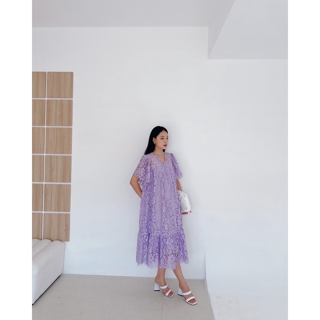 Đầm Ren Đuôi Cá Thiết Kế Tay Cánh Tiên Phom Suông Ren Tỉa Chân Tỉ Mỉ Mặc Đi Tiệc Hay Đi Làm Cực Xinh