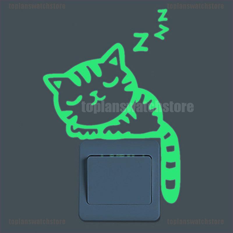 [MULINHE] Sticker Dán Công Tắc Điện Hình Mèo Phát Sáng Trong Bóng Tối Trang Trí Nhà Cửa Có Thể Thá