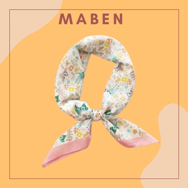 Khăn turban lụa vuông size 70x70cm in hình con nai nhỏ - Maben