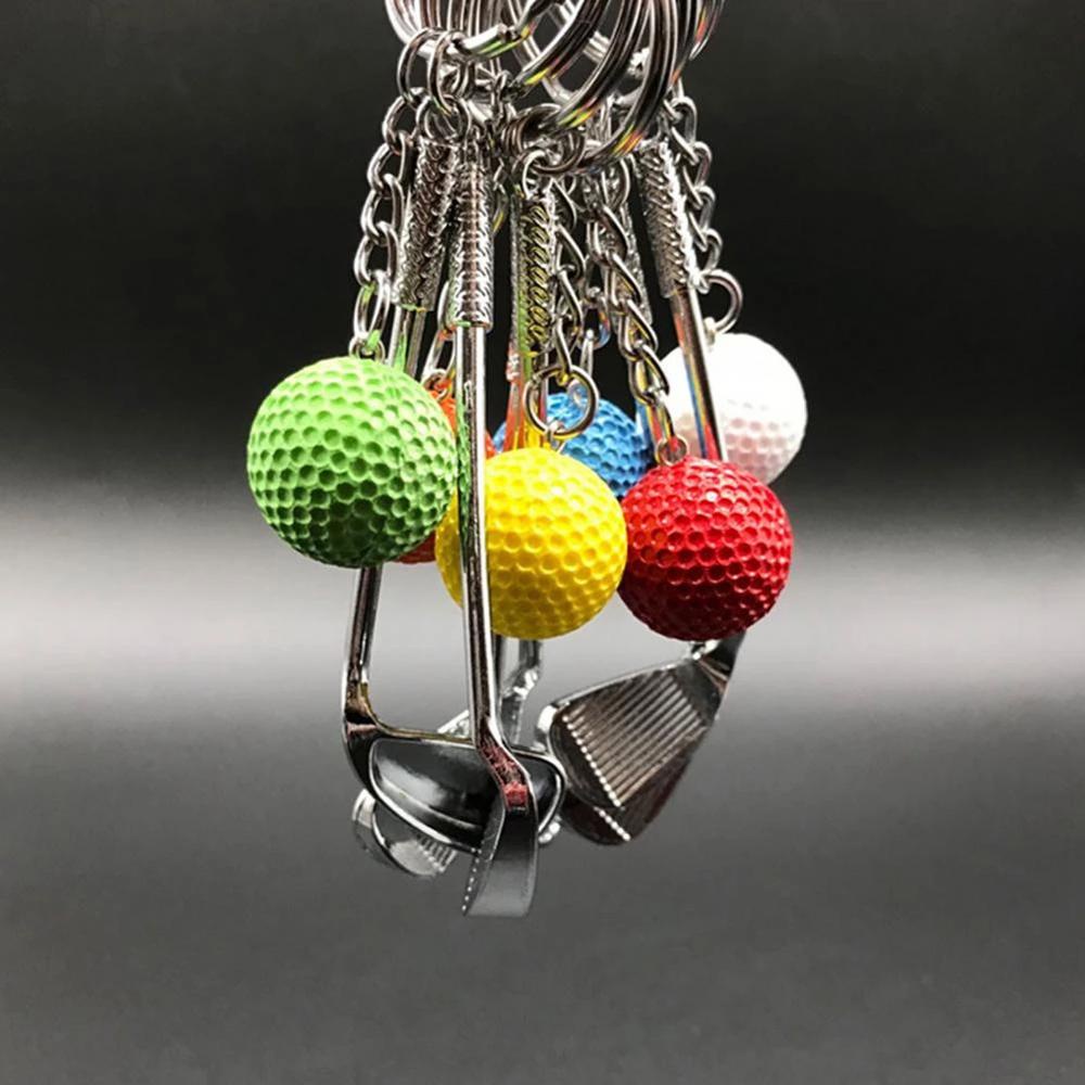 Aaron1 Móc Khóa Kim Loại Hình Vợt Golf Mini Nhiều Màu Sắc