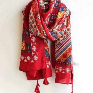 Khăn choàng boho đỏ hàng cao cấp