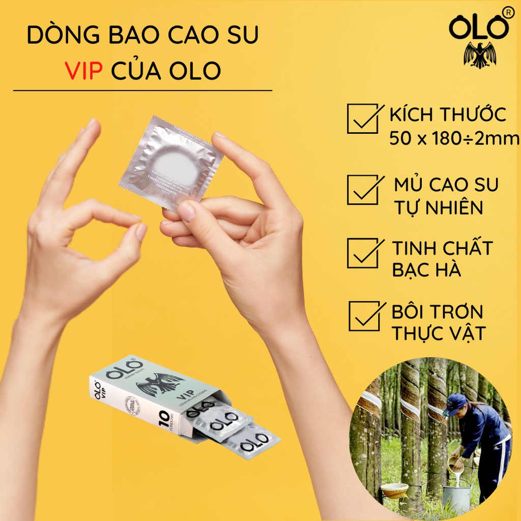 Bao cao su OLO ULTRATHIN ORAL 10 bao/hộp kéo dài thời gian tinh dầu bạc hà siêu mỏng chống tuột