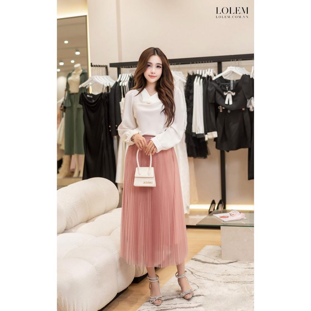 Chân váy xếp ly dài LOLEM CVX374 form xòe freesize chất lưới nhũ thoáng mát