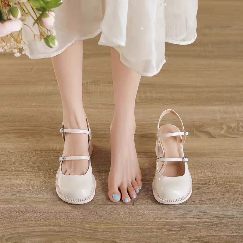Giày lolita cao gót tiểu thư KERRY 2 quai đế đặc 6cm phong cách vintage có