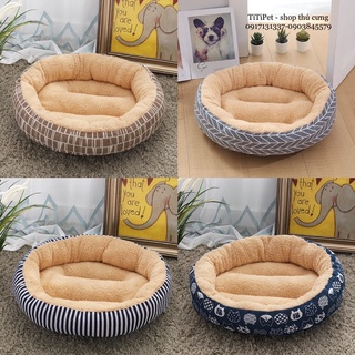 Nệm tròn, nệm ngủ, sofa, hoạ tiết (đk50cm) cho chó mèo, thú cưng, bền đẹp dễ giặt