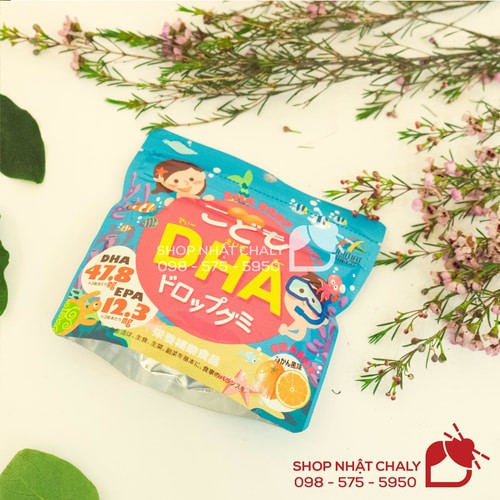Kẹo bổ sung DHA bổ não cho bé Unimat Riken vị cam thơm ngon 90 viên Nhật