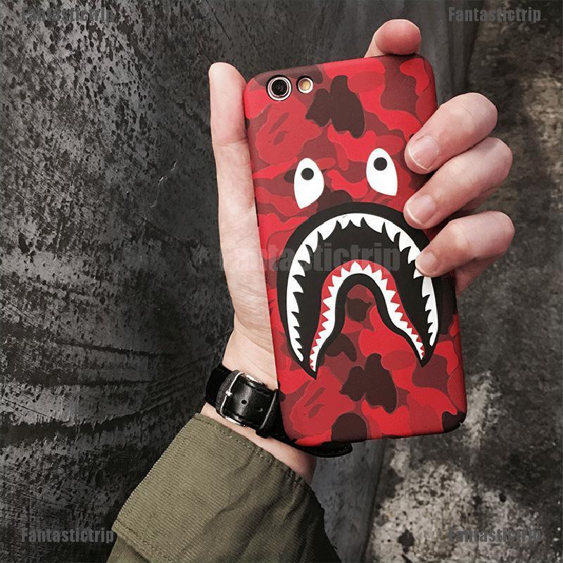 Fantastictrip Fashion Camouflage Shark Mouth Cartoon Protective Phone Case For iPhone