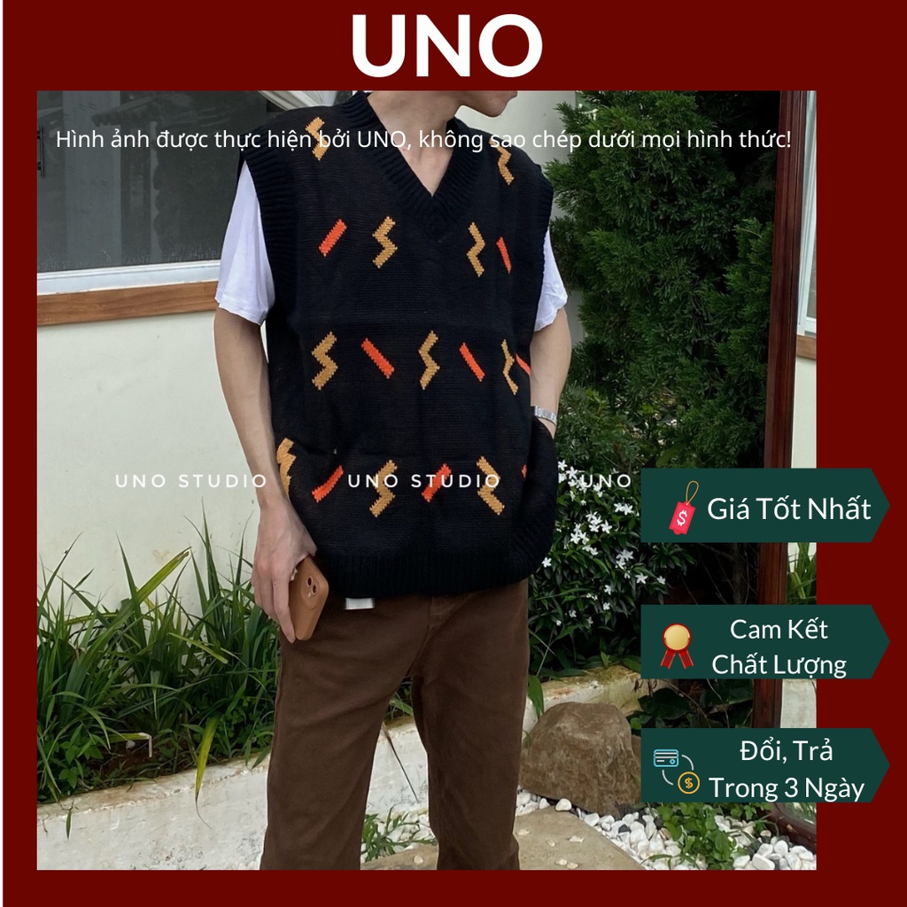 Áo gile đen hoạ tiết unisex cho cả nam và nữ