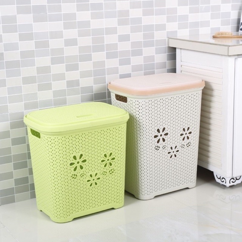 [Chọn màu] Giỏ nhựa đựng quần áo có nắp kiểu Hàn Quốc 5159