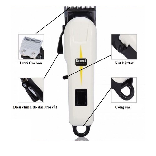 Tông đơ cắt tóc không dây Kemei KM-809A lưỡi dao Titantium 4 cữ mẫu mới bảo hành 6 tháng