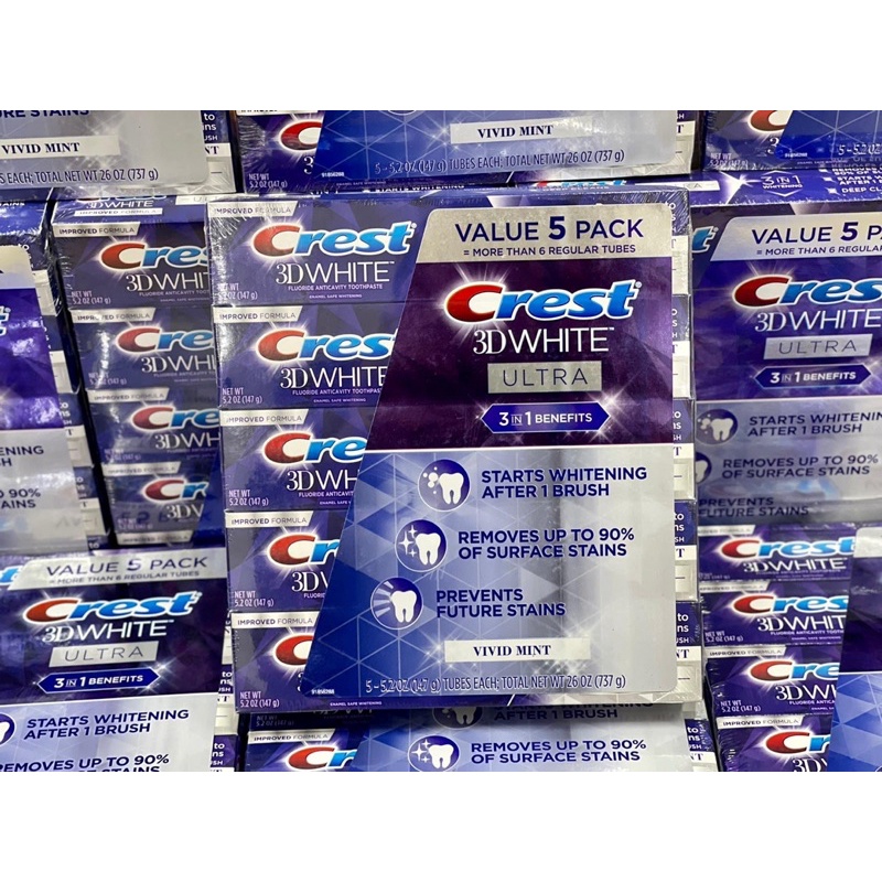 Kem Đánh Răng Crest 3D White Vivid Mint Ultra Tuýp 147g của Mỹ