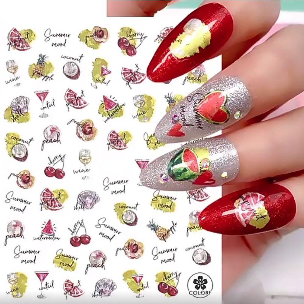 Miếng Dán Trang Trí Móng Tay Hình Lá Mùa Hè Màu Laser DIY