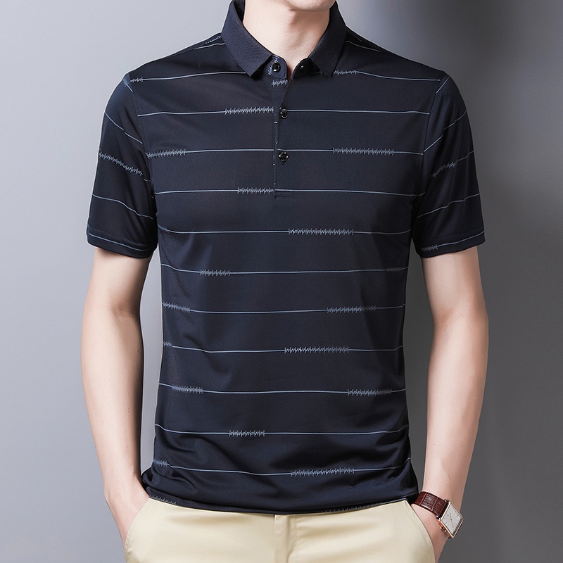 【Hàng Có Sẵn】Áo polo Dệt Dệt cotton Co Giãn Dáng Gập Giản Dị Dành Cho Nam