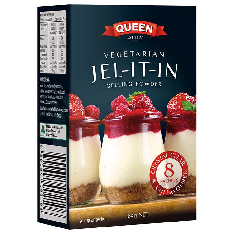 Bột Gelatine Queen Jel-it-in Vegetarian Gelling Powder 8x8 64g - OZ - Aust Shop chocolate