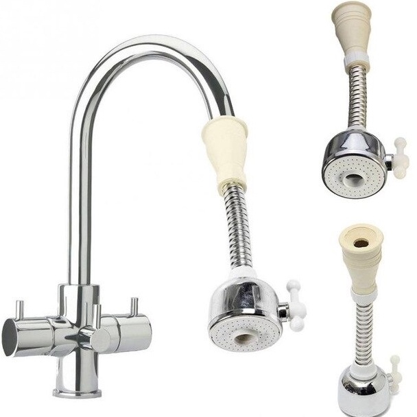 Vòi rửa tăng áp 360 độ đầu nối cao su cho mọi loại vòi