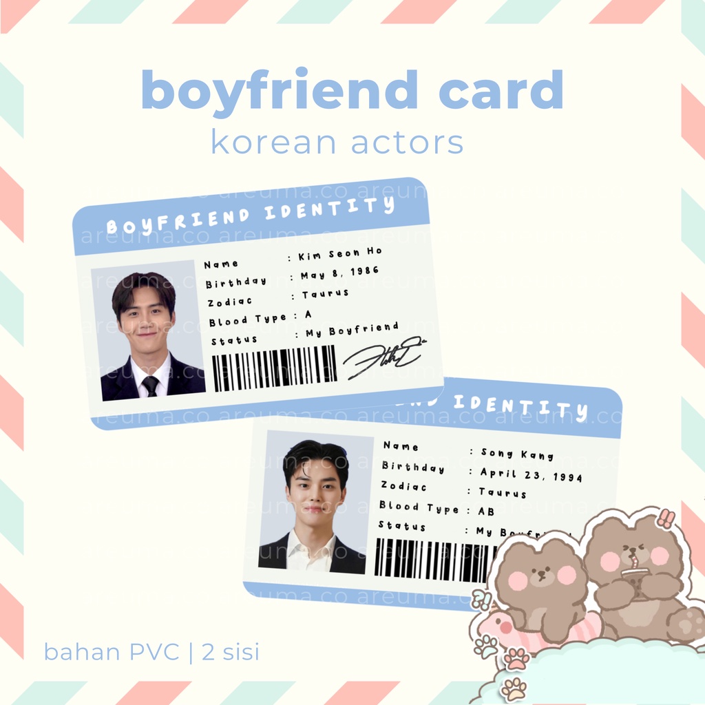 Thẻ Hình Diễn Viên Hàn Quốc KIM SEON HO JUNG HAE IN SONG KANG AHN HYO SEOP, Chan WOO, PARK SEO JOON
