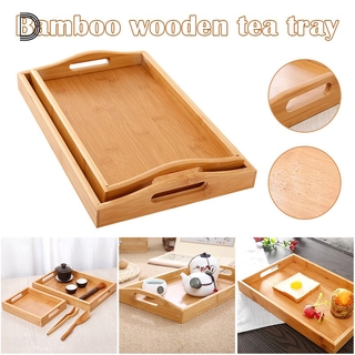 Khay gỗ hình chữ nhật dùng để đựng trà đa năng tiện dụng