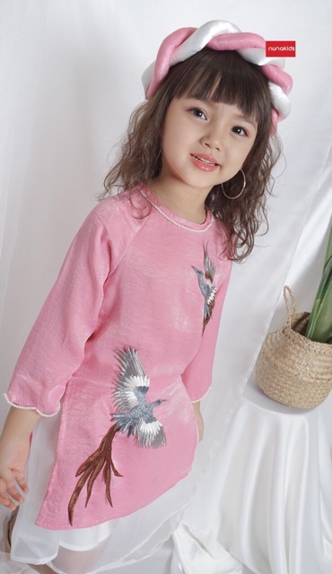 Set áo dài chim phượng bé gái (Hàng cao cấp loại 1)