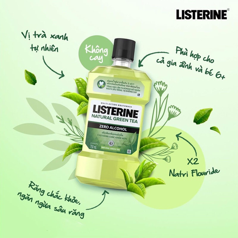 Nước Súc Miệng Listerine  Ngừa Sâu Răng Trà Xanh – Green Tea– Dung Tích 250ml