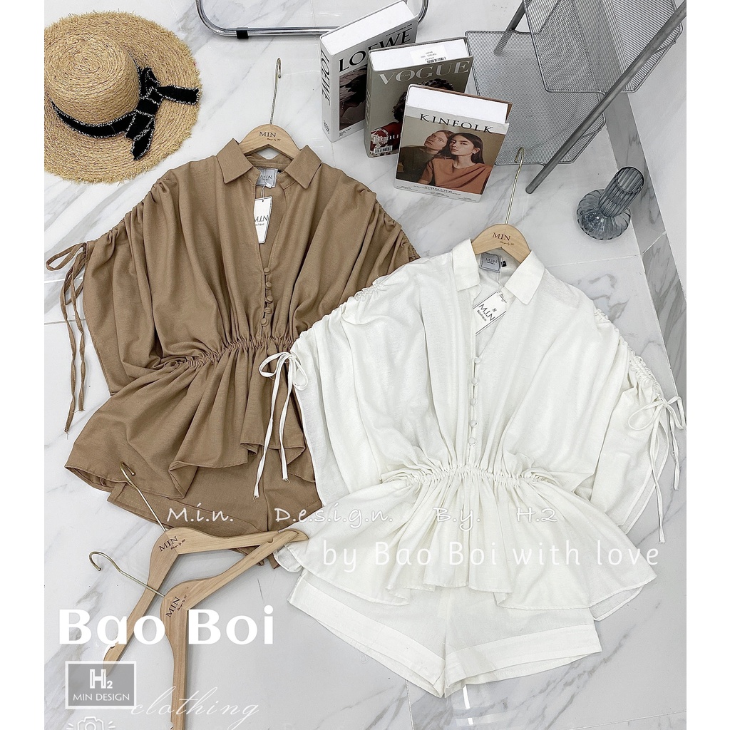 Set sơ mi thiết kế dây rút xòe quần đùi DN972