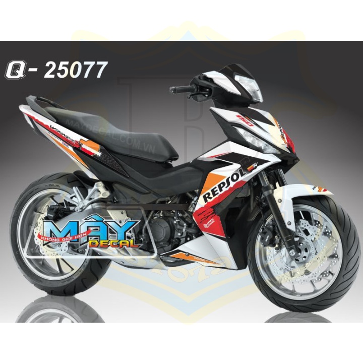 ( Quí khách vui lòng mang ra tiệm cho thợ dán ) Tem winner Repsol trắng