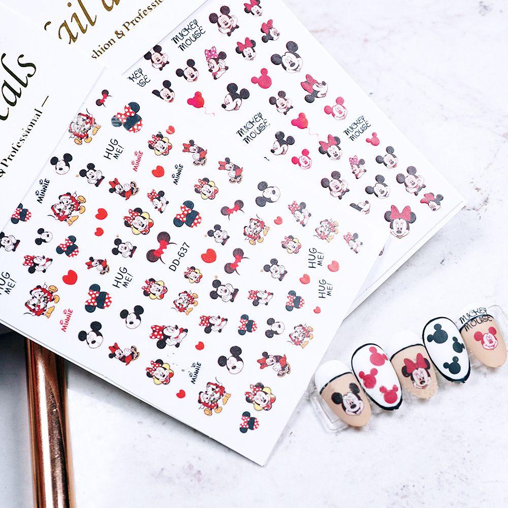 OCEANMAP Miếng Dán Trang Trí Móng Tay Hình Chuột Mickey Hoạt Hình Dễ Thương
