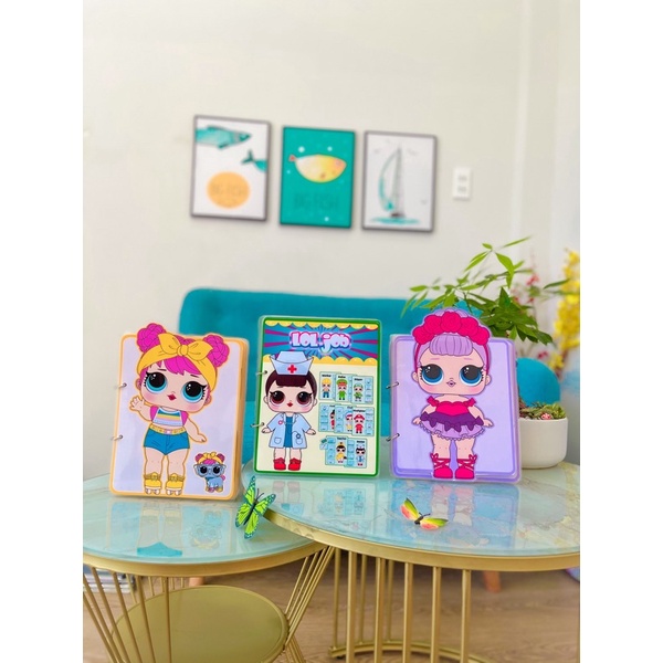 Sách bóc dán Búp Bê Thời trang LOL, quà tặng sinh nhật cho bé gái , Học liệu bóc dán Thay đồ cho ChiBi Búp bê thời trang