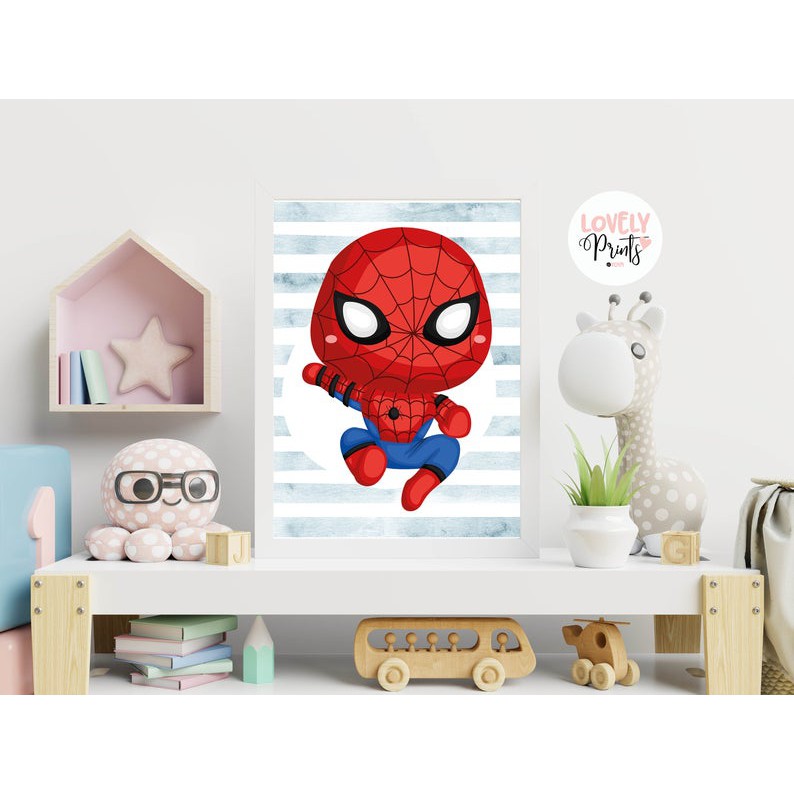 Mẫu Tranh Các Siêu Anh Hùng Spiderman, Super Man, Batman Cực Ngầu Dành Cho Các Bé-Tranh Canvs Có Khung Hình 3D Cực Đẹp