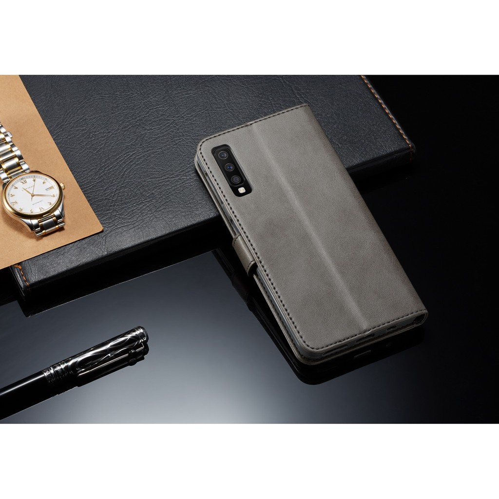 Bao da điện thoại màu trơn có ngăn để thẻ tiện dụng cho Samsung A7 A9 2018 A9s A750 | BigBuy360 - bigbuy360.vn