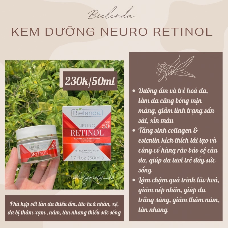 Kem Dưỡng Bielenda Neuro Retinol chống nếp nhăn, chống lão hoá dưỡng ẩm làm trẻ hoá da, làm da căng bóng mịn màng