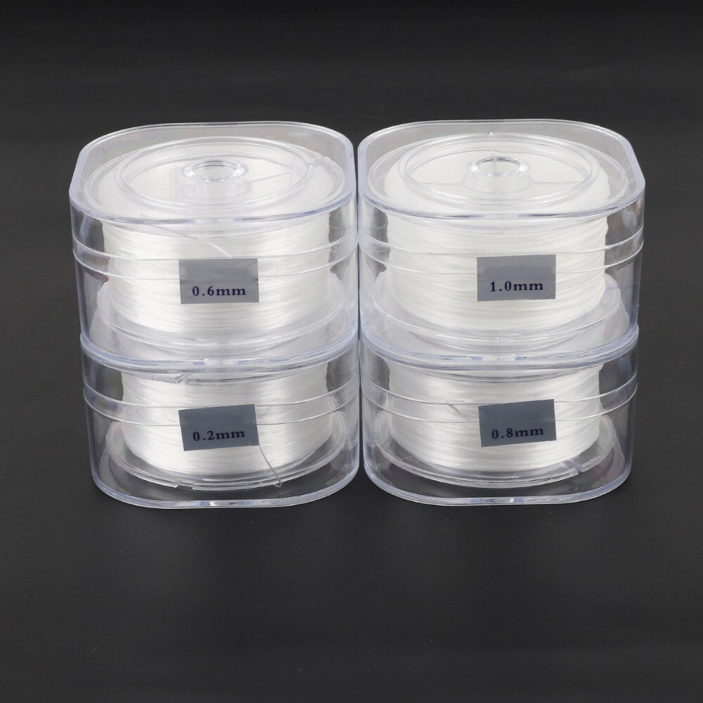 Cuộn dây cước trong suốt co giãn xỏ hạt làm đồ trang sức đường kính 0.2/0.6/0.8/1.0mm kèm hộp đựng DIY