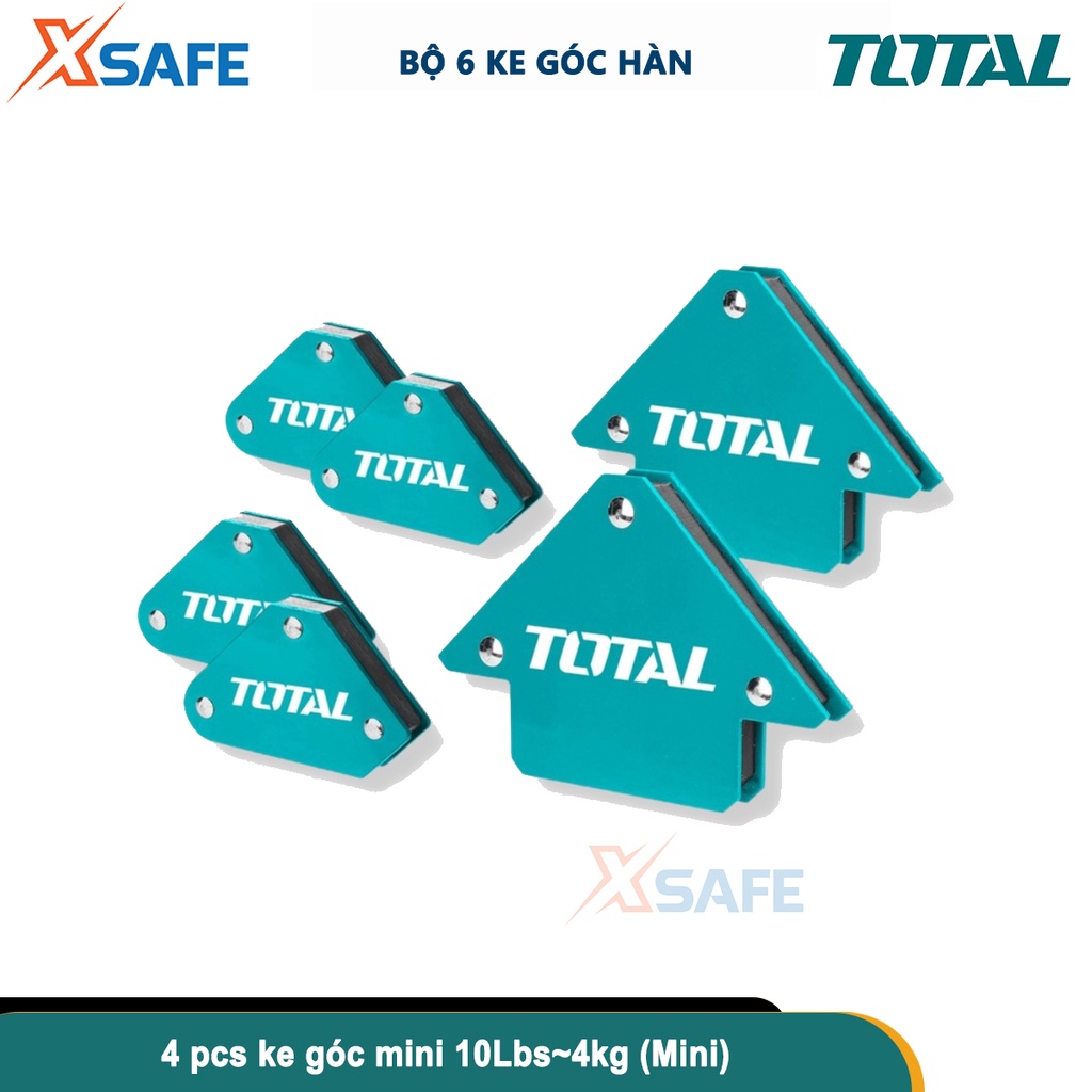 Bộ 6 ke góc nam châm TOTAL TAMWH6002 hợp kim siêu bền cứng và nam châm vĩnh cữu. Kích thước:3"x2 pcs, 4 pcs ke góc mini